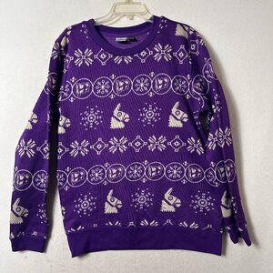Fortnite Ugly Christmas Sweater Men Size 2XL Purple Llama Loot Crate Crew Neck